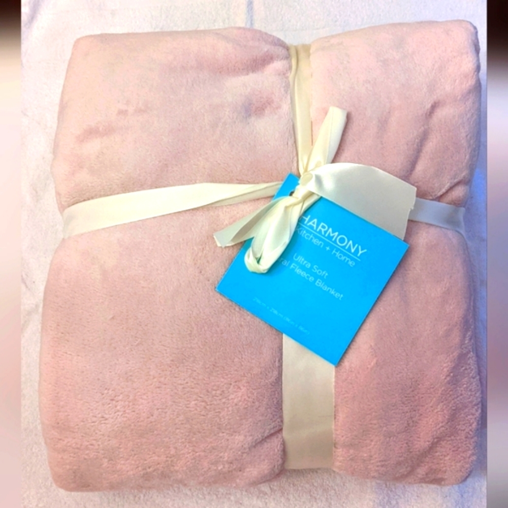 *Harmony Ultra Soft Coral Pink Fleece Blanket